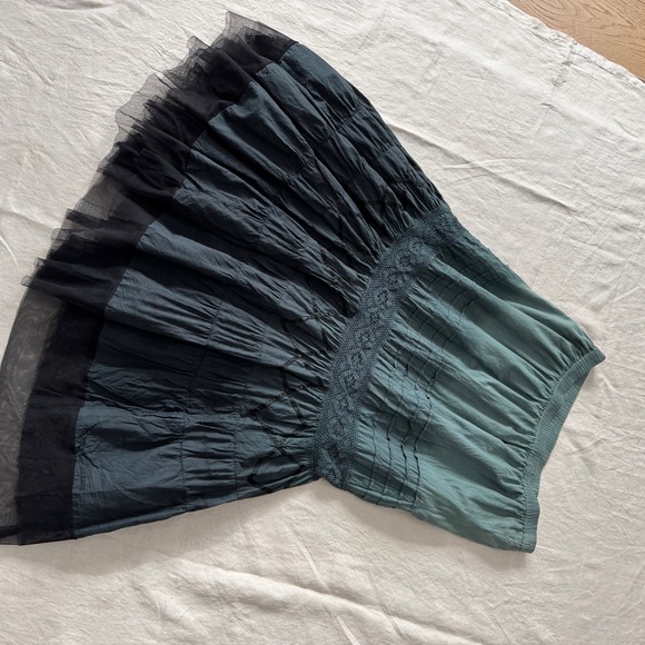 Vintage 100% cotton Ombre Dark Green Maxi Skirt L - Picture 11 of 17